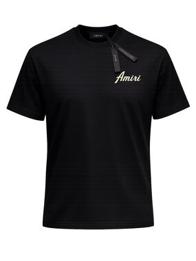 AMIRI Black Tee with Cream Script Logo